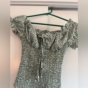 Princess Polly Green Smocked Bodysuit